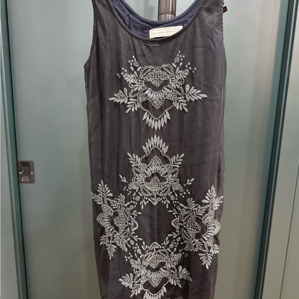 Abercrombie & Fitch Black Dress with White Embroidery